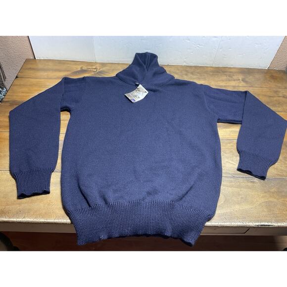Guideboat Co Other - The Mariner Navy Blue Wool Shawl Collar Sweater Guideboat Co Made in England XL